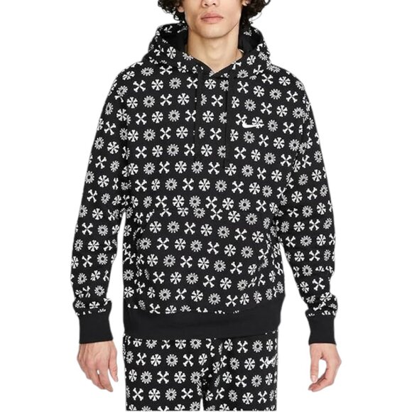 Nike Club Fleece Men's Monogram 2 PC Sweatsuit Size M Tracksuit Set Black White - Picture 4 of 9